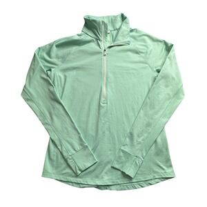 Under Armour ColdGear Pullover Womens Large Green Half Zip Fitted Athletic Top